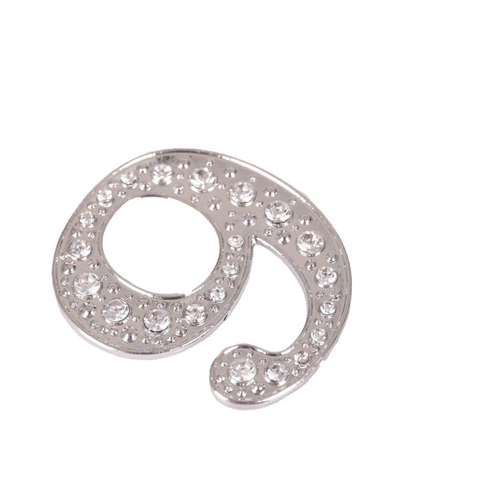 Дверной номер со стразами "9" (серебро), 4,1 х 5 см