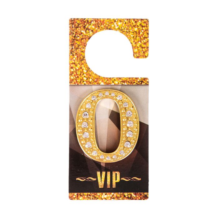 Дверной номер со стразами "0" (золото), 4,2 х 5 см