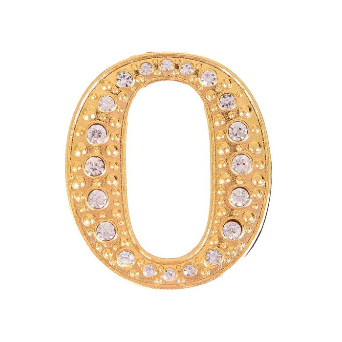 Дверной номер со стразами "0" (золото), 4,2 х 5 см
