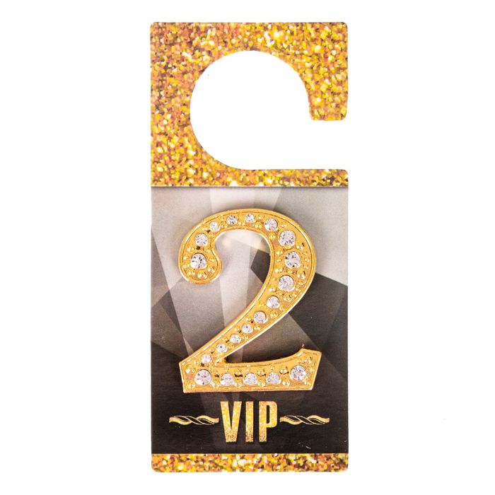 Дверной номер со стразами "2" (золото), 3,8 х 5 см