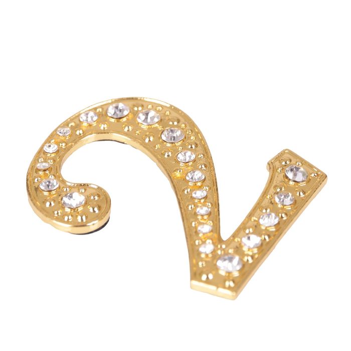 Дверной номер со стразами "2" (золото), 3,8 х 5 см