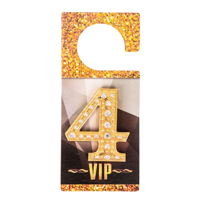 Дверной номер со стразами "4" (золото), 4,4 х 5 см