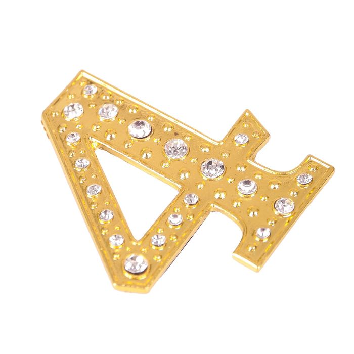 Дверной номер со стразами "4" (золото), 4,4 х 5 см