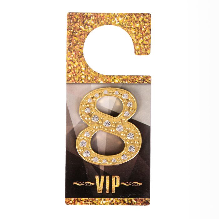 Дверной номер со стразами "8" (золото), 4,1 х 5 см