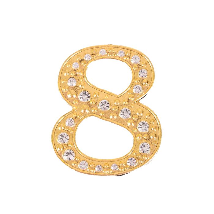 Дверной номер со стразами "8" (золото), 4,1 х 5 см