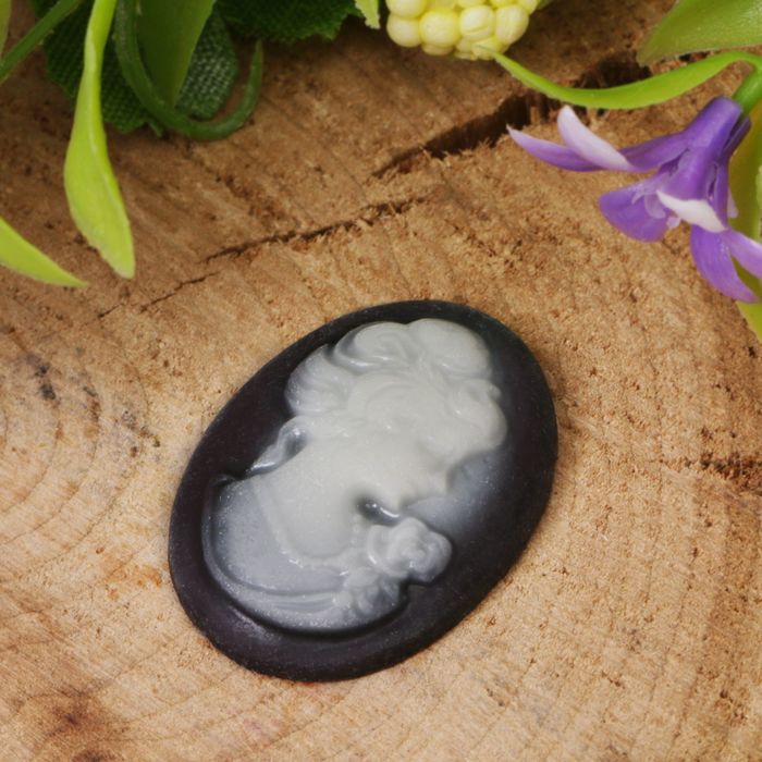 Кабошон "Камея" овал (набор 2шт) 22*30мм, цвет серый