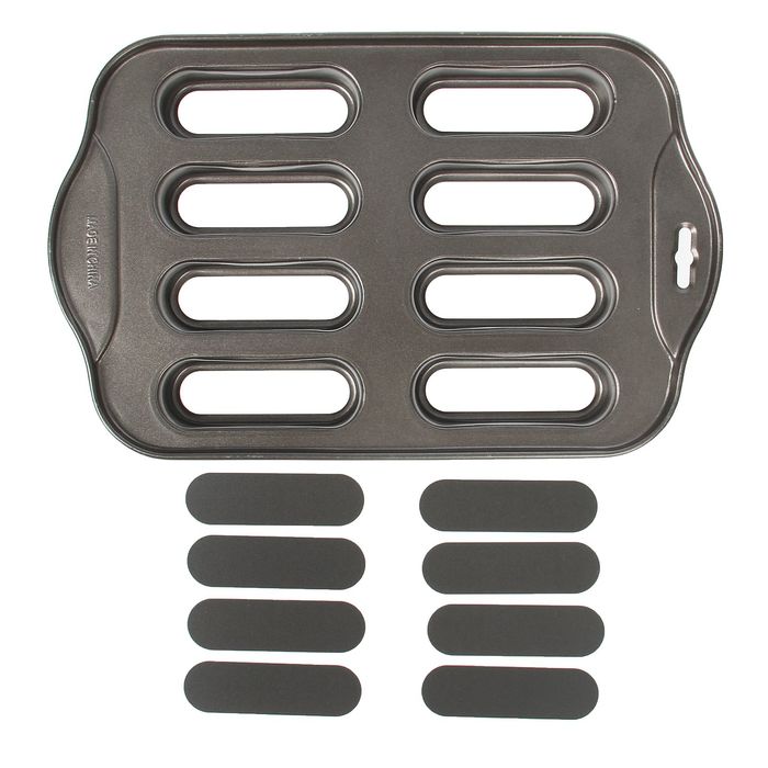 Форма для выпечки с а/п покрытием со съем дном "Эклеры" 8 ячеек 33х20,5х3,5 см