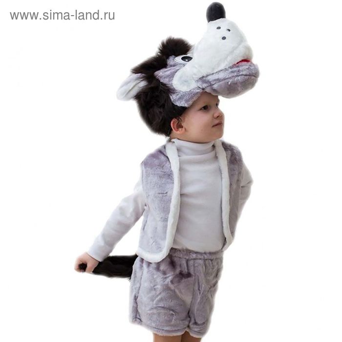 Карнавальный костюм Волк, шапка, жилет, шорты с хвостом 5-7 лет, рост 122-134 989/б
