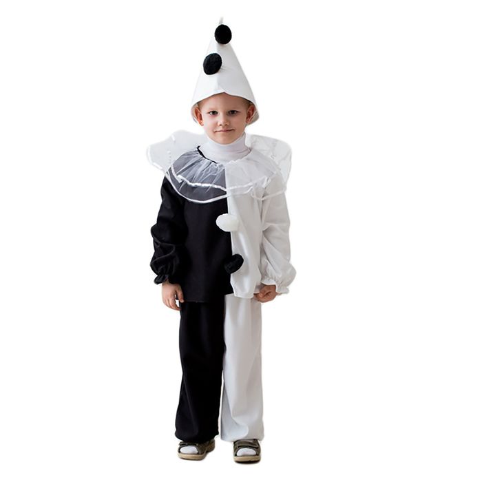 фото Карнавальный костюм "пьеро", колпак, воротник, кофта, штаны, 3-5 лет, рост 104-116 см бока