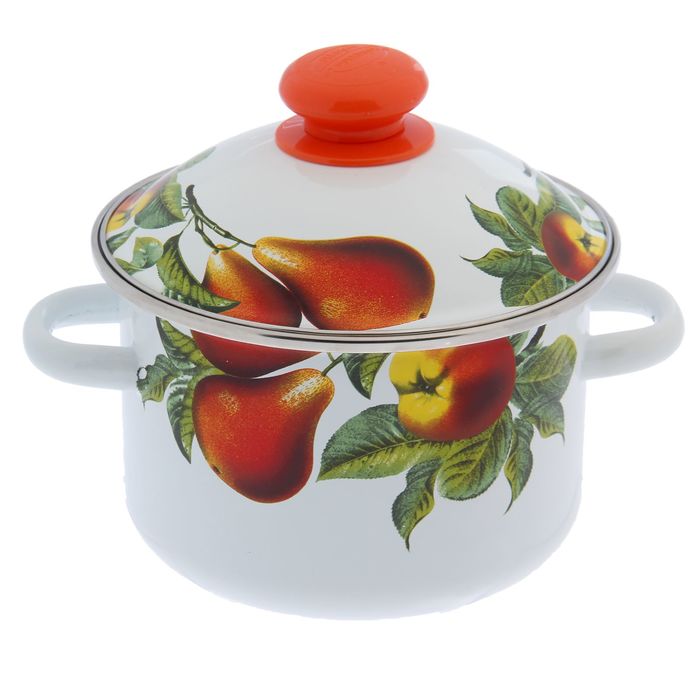 Кастрюля цилиндрическая 2 л "Дары лета" с ободком, цвет белый