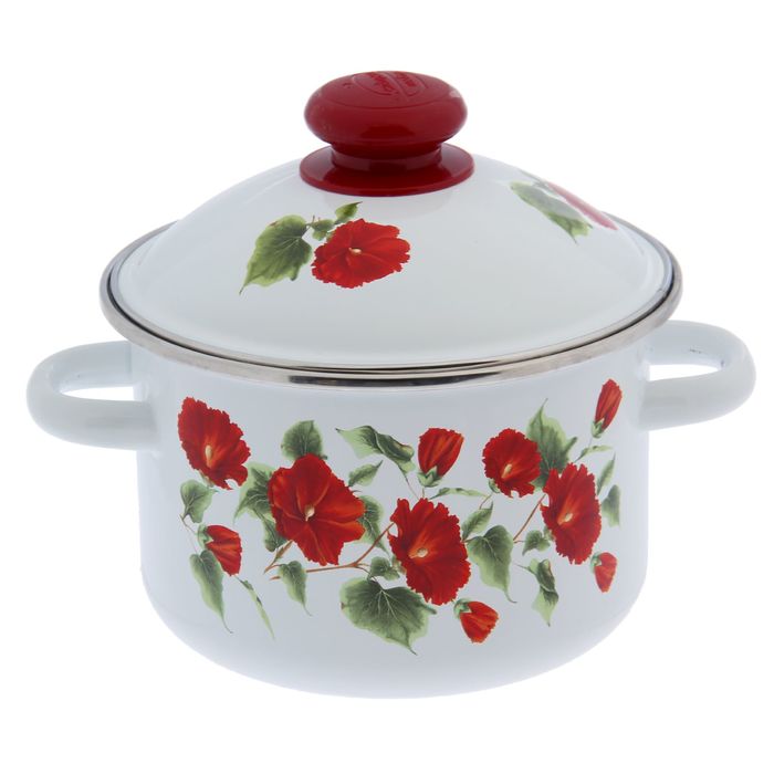 Кастрюля цилиндрическая 2 л "Рамо" с ободком, цвет белый