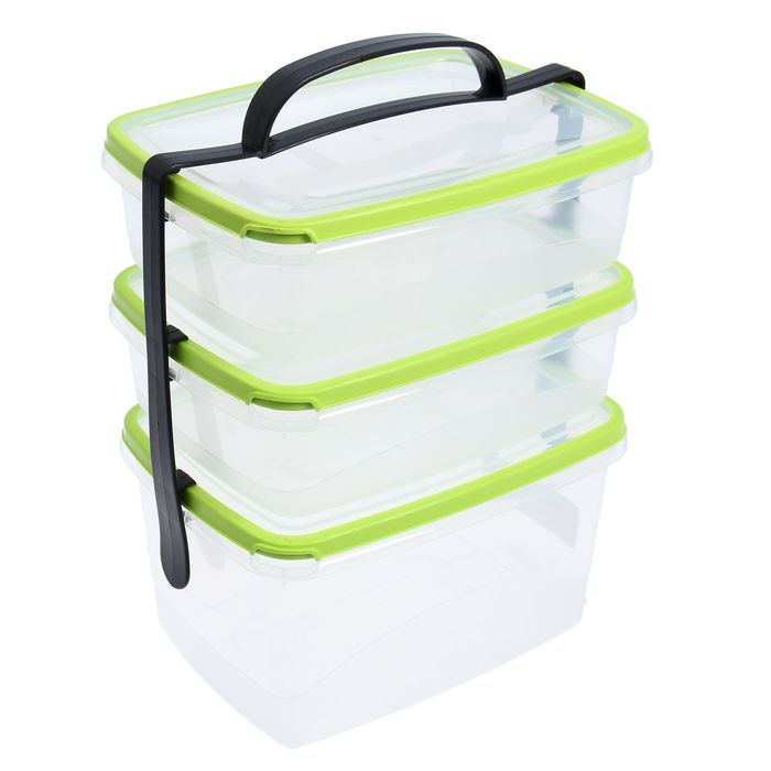 Набор емкостей для хранения продуктов 3 шт (2 шт-1,3л; 2,3л) Bico с ручкой для переноски