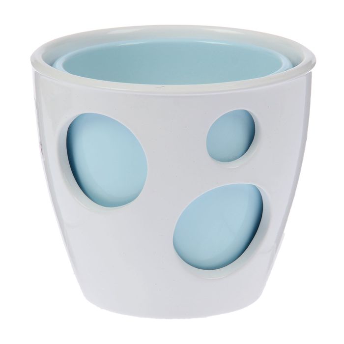 Горшок "Виктория" 2 горшка: 1 л и 0,6 л глянец Белый и Небесно-голубой