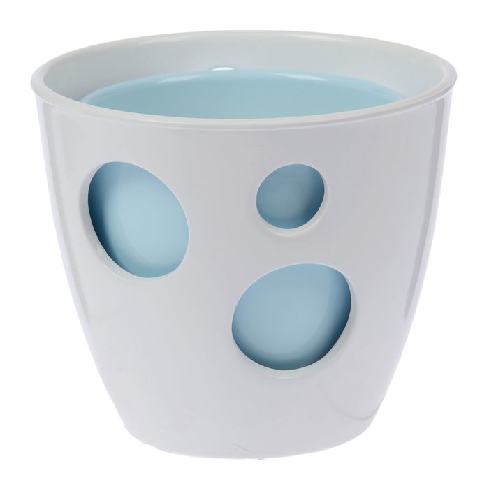 Горшок "Виктория" 2 горшка: 2 л и 1 л глянец Белый и Небесно-голубой