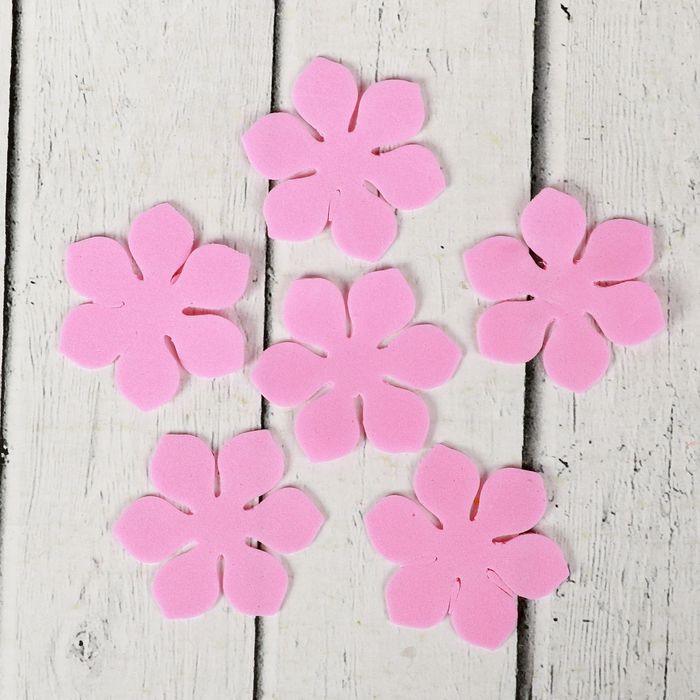 Набор заготовки из фоамирана  Лепестки шестиконечные розовые 40х35 мм