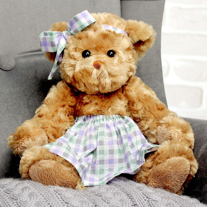 Мягкая игрушка "Медведица, в юбке с бантом", 30 см, МИКС