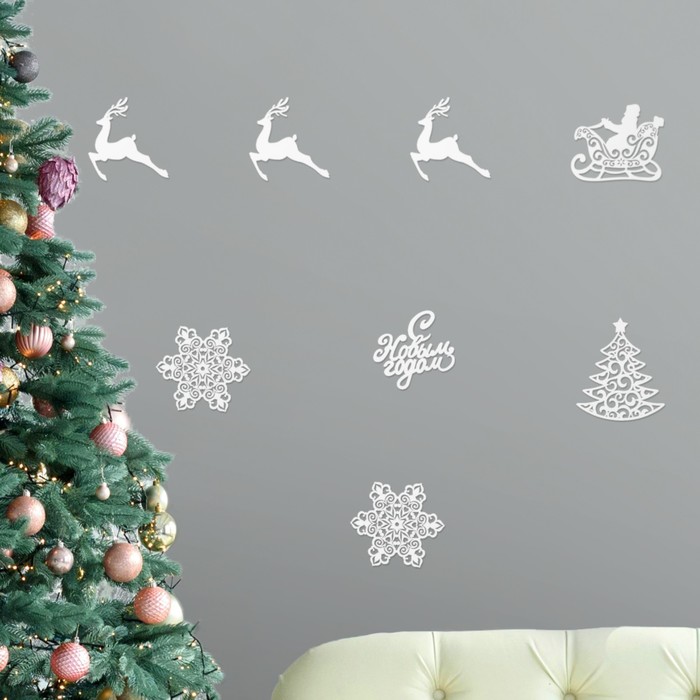 набор новогодних плакатов ангельский 8 предметов Набор новогодних плакатов «Рождественский», 8 предметов