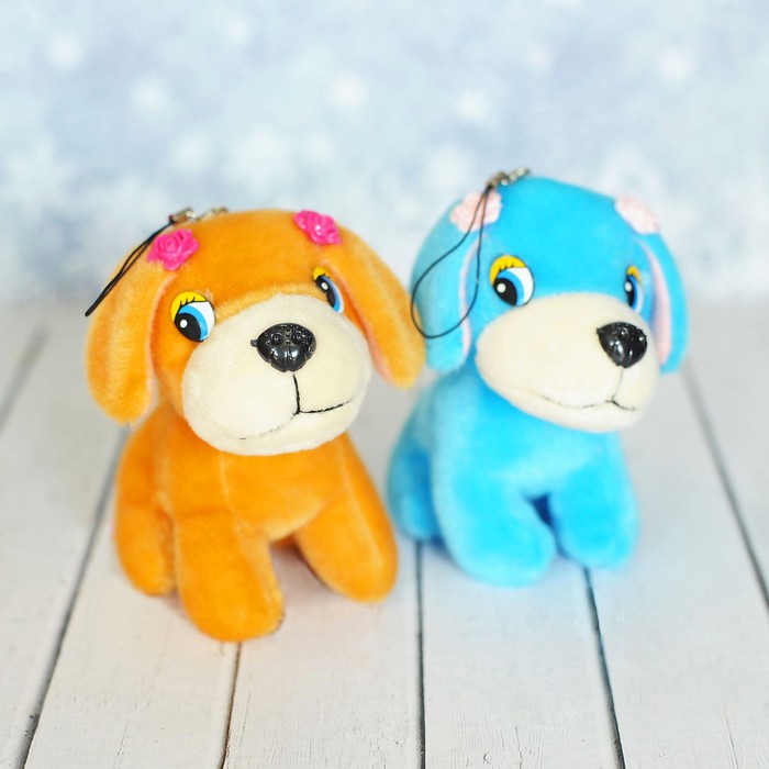Мягкая игрушка-подвеска "Собачка", цветы на головке, цвета МИКС