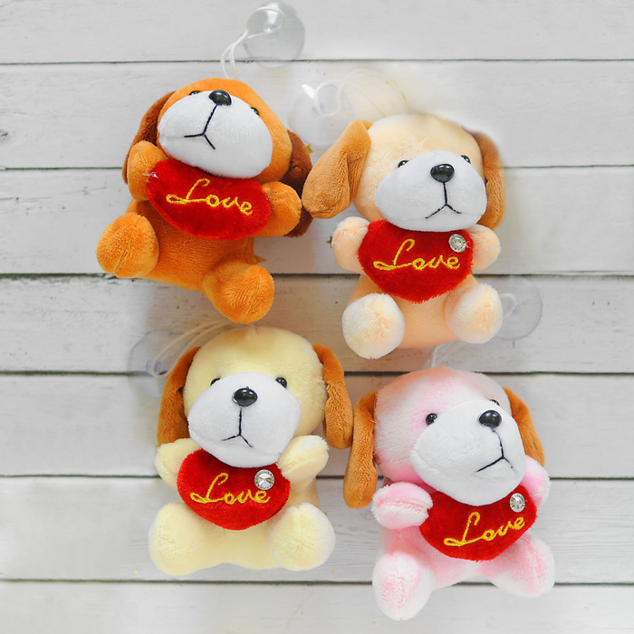 Мягкая игрушка-присоска "Собачка", сердце в лапках, цвета МИКС