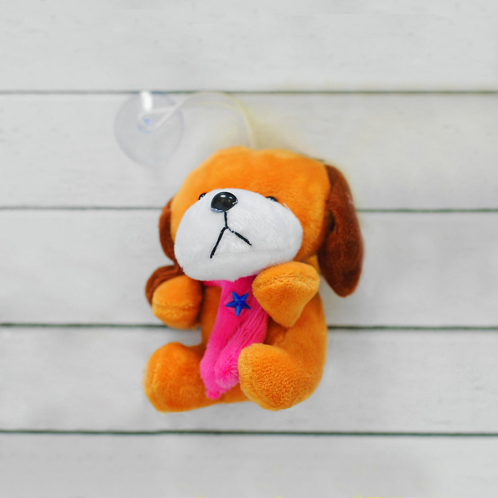 Мягкая игрушка-присоска "Собачка", шарф со звездой, цвета МИКС