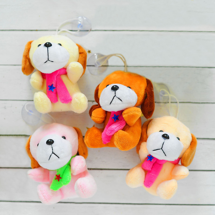 Мягкая игрушка-присоска "Собачка", шарф со звездой, цвета МИКС