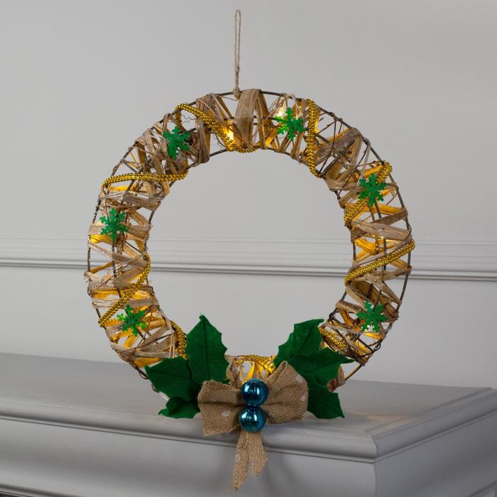 Фигура метал "Венок" 35х6х35 см (3xAA не в компл.) 15 LED, ТЕПЛО-БЕЛЫЙ