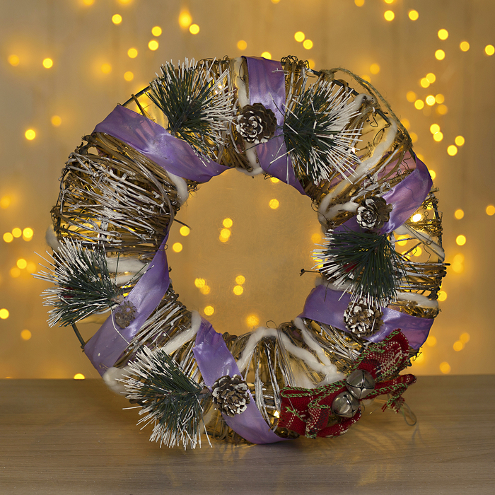 Фигура метал "Венок" 28х8х28 см (3xAA не в компл.) 15 LED, ТЕПЛО-БЕЛЫЙ