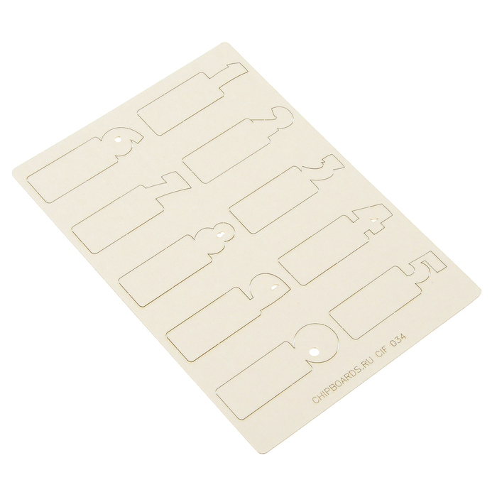 Чипборд картон "Цифры-бирки (3)" толщ.0,9-1,15 мм, р-р каждой цифры 1,5х0,5 см