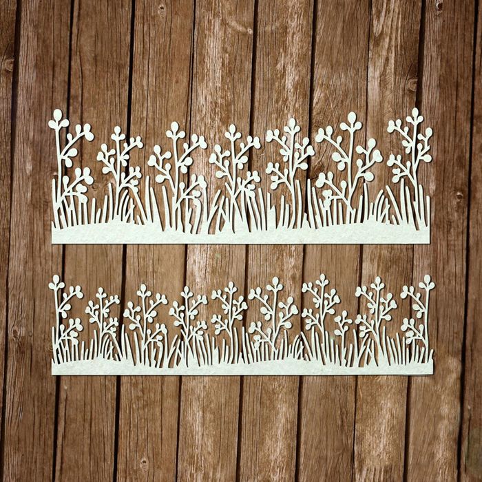 Чипборд картон "Лужайка с цветами [2]" толщ. 0,9-1,15 мм,  длина 15 см