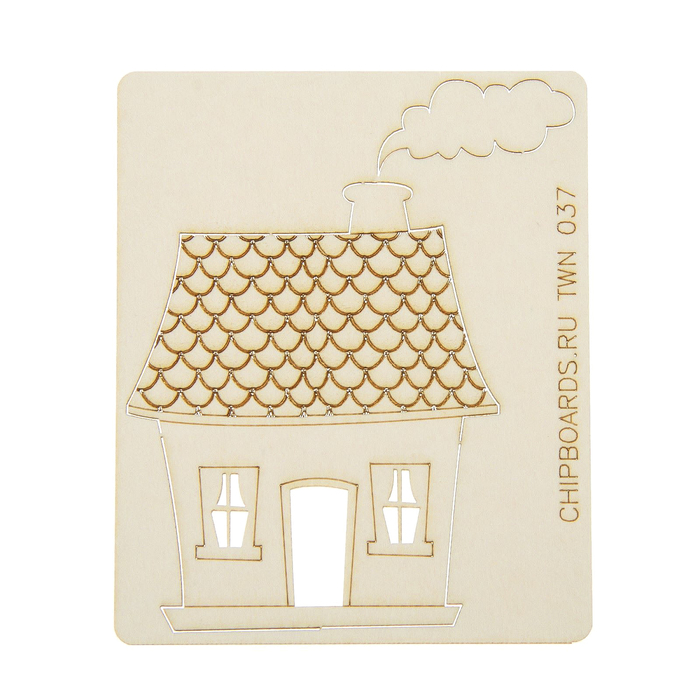 Чипборд картон "Домик с черепичной крышей" толщ. 0,9-1,15 мм, р-р 6х8 см