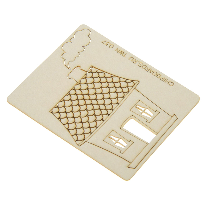 Чипборд картон "Домик с черепичной крышей" толщ. 0,9-1,15 мм, р-р 6х8 см