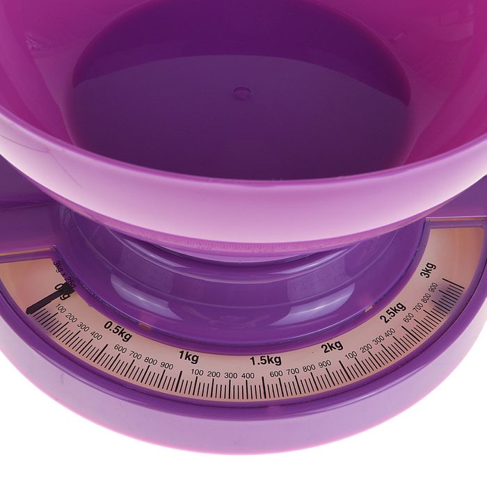 Весы кухонные LuazON, до 3 кг, шаг 20 г, чаша 1л, фиолетовые