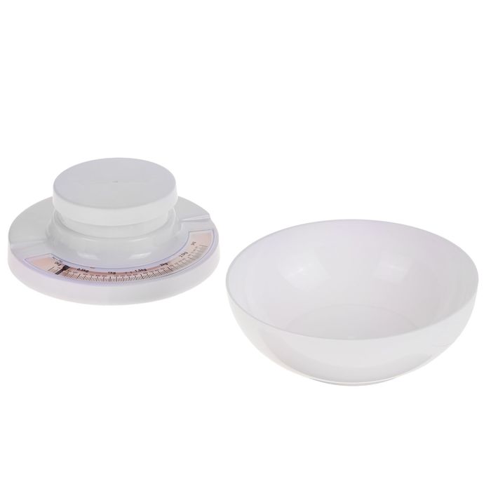 Весы кухонные LuazON, до 3 кг, шаг 20 г, чаша 1л, белые