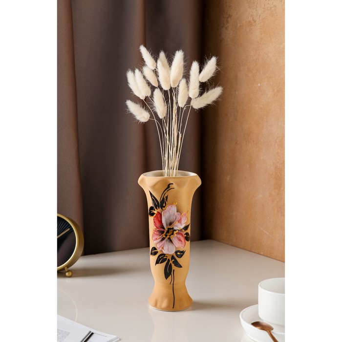 Ваза керамика настольная Тюльпан, цветы, цвет коричневый, 23 см, микс