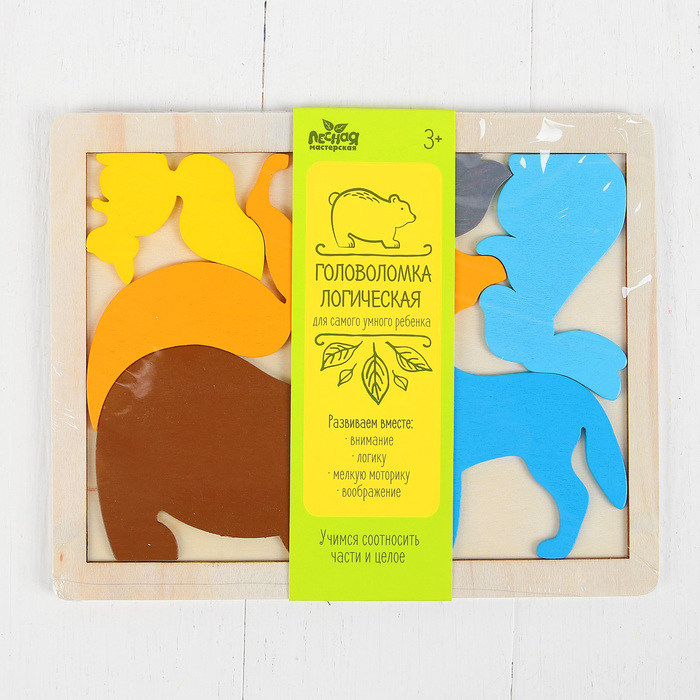 Головоломка логическая "Лесные животные", 6 элементов