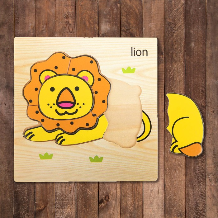 Пазл-вкладыш на деревянном основании "Лев"