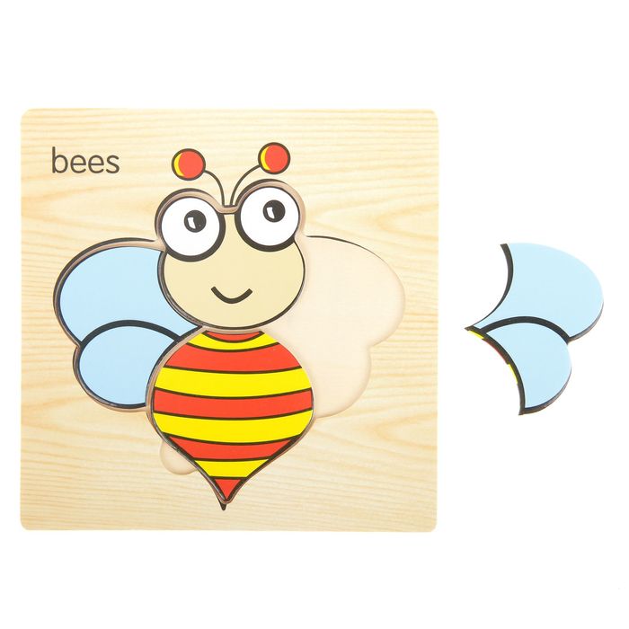 Пазл-вкладыш на деревянном основании "Пчёлка"