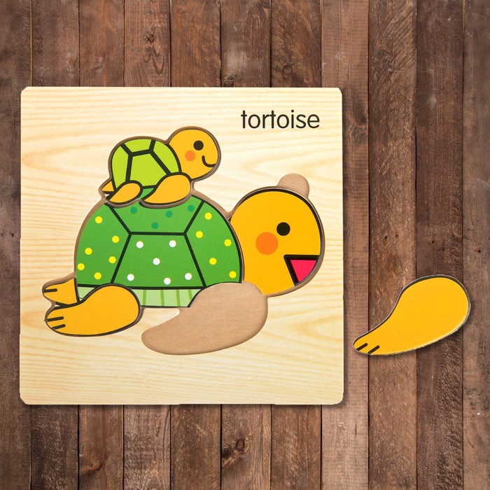 Пазл-вкладыш на деревянном основании "Черепашки"