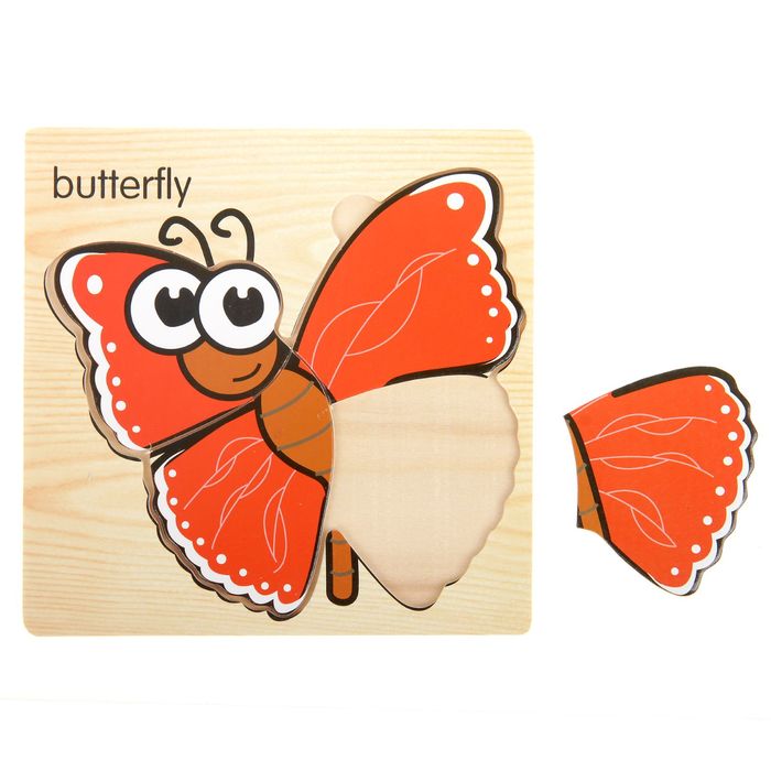 Пазл-вкладыш на деревянном основании "Бабочка"