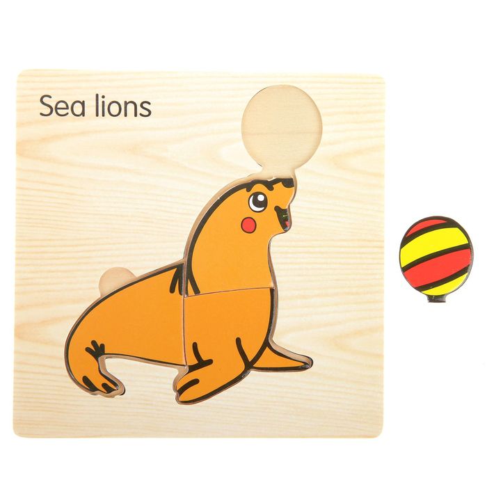 Пазл-вкладыш на деревянном основании " Морской лев"
