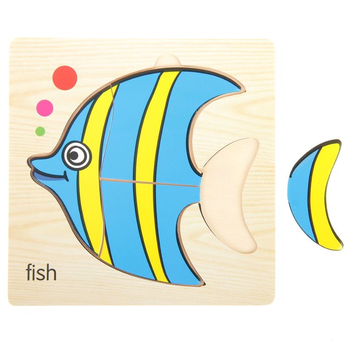 Пазл-вкладыш на деревянном основании "Рыбка"