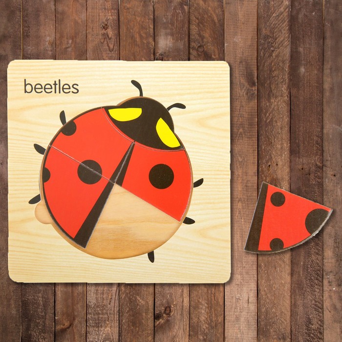 Пазл-вкладыш на деревянном основании "Букашка"