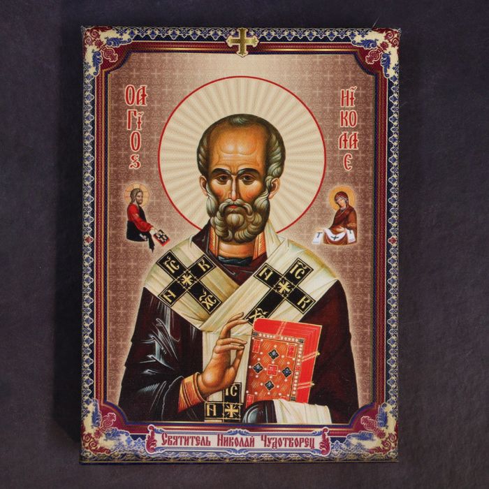 Икона-холст на подставке "Святитель Николай Чудотворец"