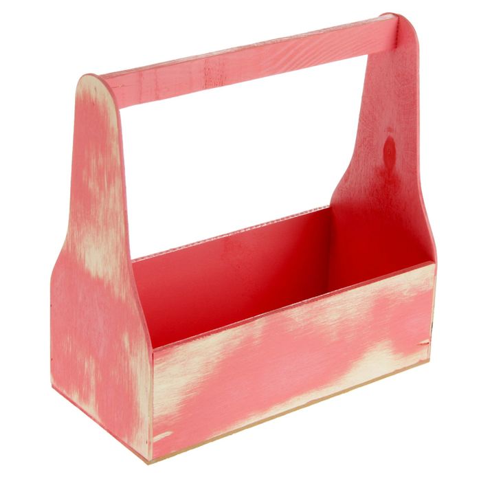 Кашпо № 1 Винтаж, с декором «Сердечки», розовое, 25,5х12,5х25,5см