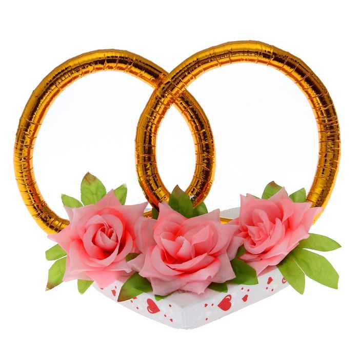 Украшение на крышу "Кольца с цветами", розовые цветы