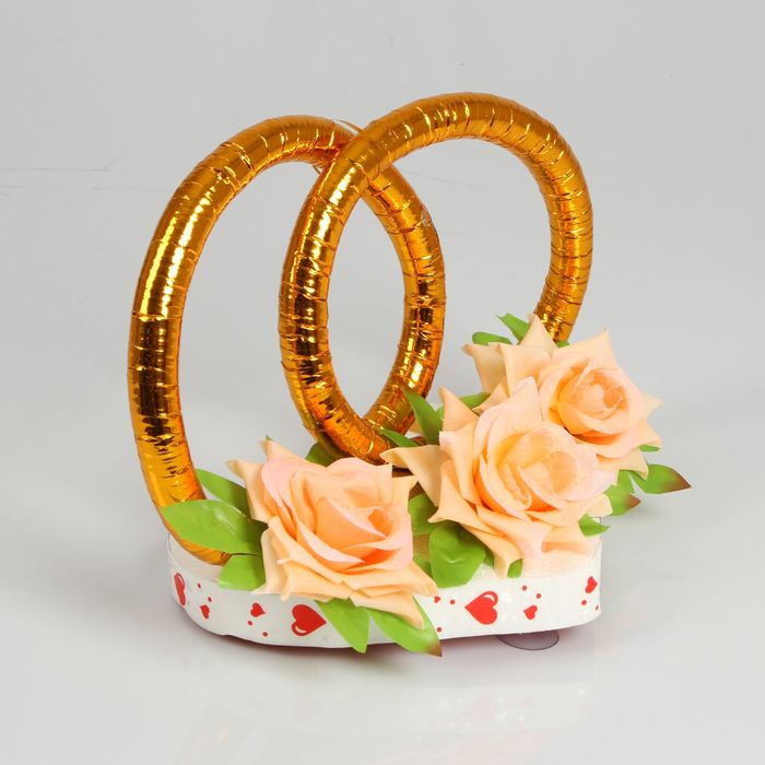 Украшение на крышу "Кольца с цветами", персиковые цветы