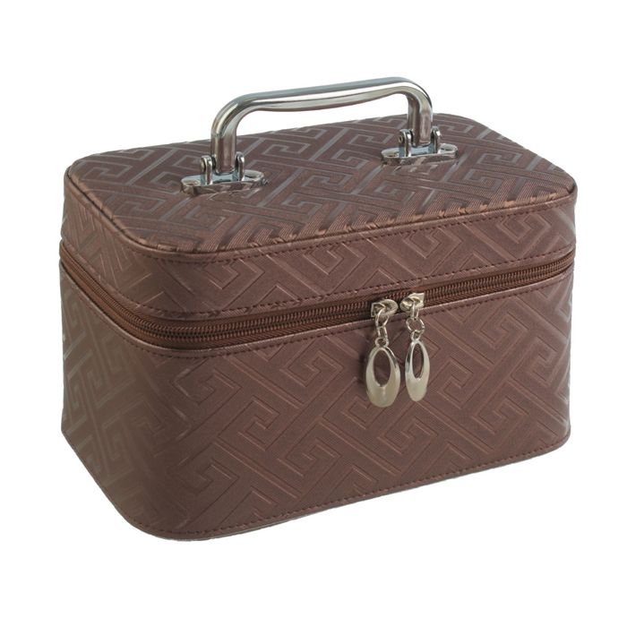 Шкатулка кожзам с зеркалом "Греция" шоколад 13,5х21х13 см
