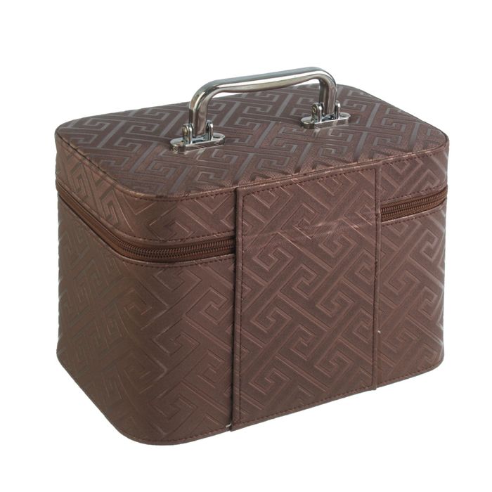 Шкатулка кожзам с зеркалом "Греция" шоколад 17х23х15 см