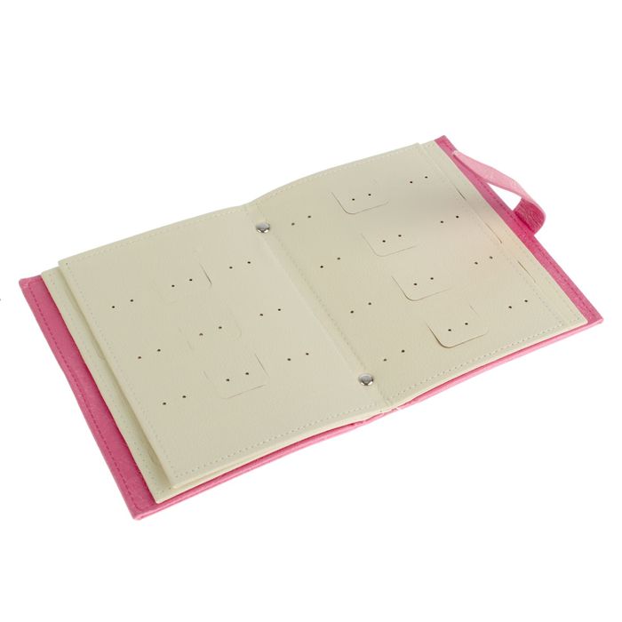 Альбом кожзам для хранения сережек 48 пар "Фуксия" 3,5х18,5х14 см