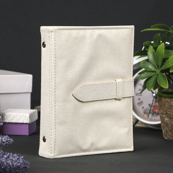 Альбом кожзам для хранения сережек 48 пар "Белый перламутр" 3,5х18,5х14 см